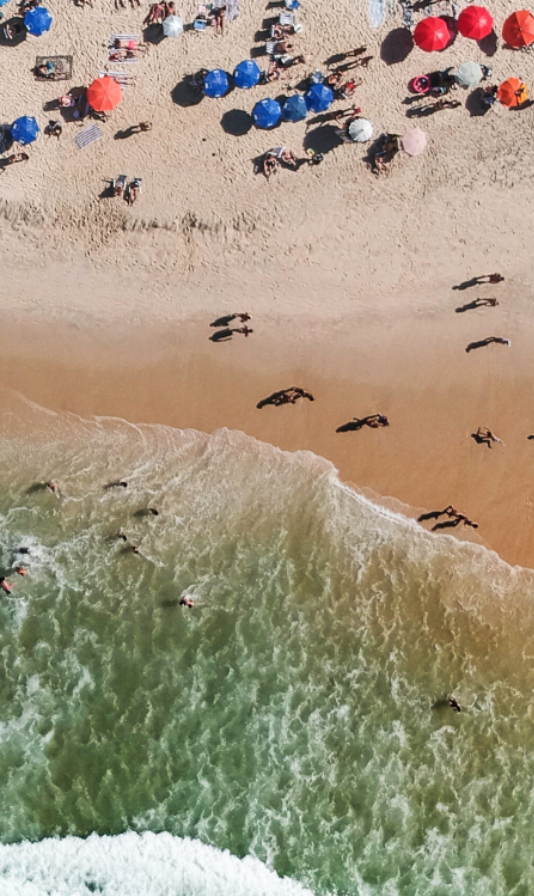 overhead image of a beach