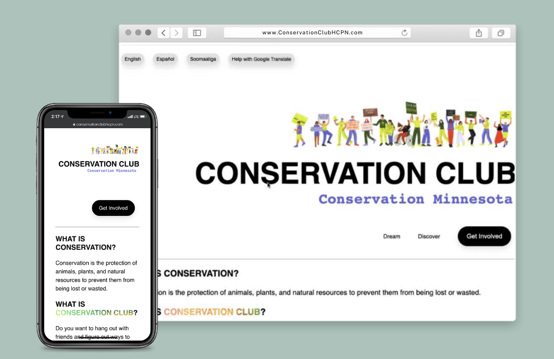 shows mobile and desktop version of www.conservationclubhcpn.com