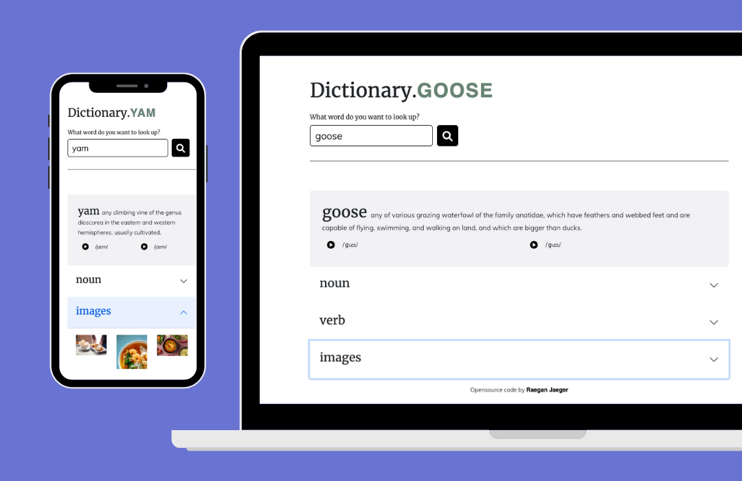 Dictionary.Goose is an application built using React.js